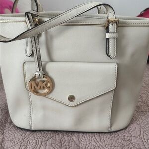 Michael Kors Ivory Tote with Gold Details
